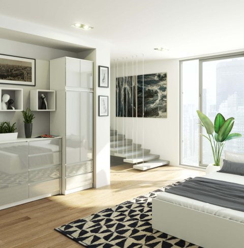 SZAFA Z NADSTAWKĄ S60 2D 2SZ CLP PK BIAŁY / METALIK POŁYSK