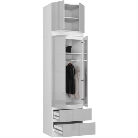 SZAFA Z NADSTAWKĄ S60 2D 2SZ CLP PK BIAŁY / METALIK POŁYSK