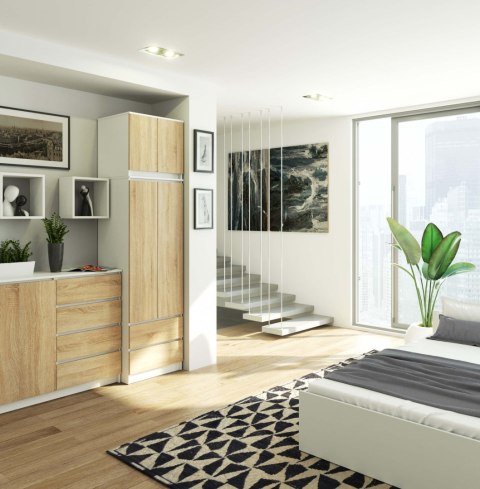 SZAFA Z NADSTAWKĄ S60 2D 2SZ CLP PK BIAŁY / SONOMA