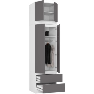 SZAFA Z NADSTAWKĄ S60 2D 2SZ CLP PK BIAŁY / SZARY