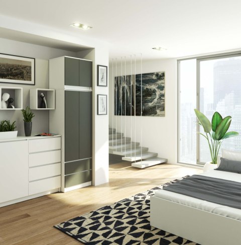 SZAFA Z NADSTAWKĄ S60 2D 2SZ CLP PK BIAŁY / SZARY