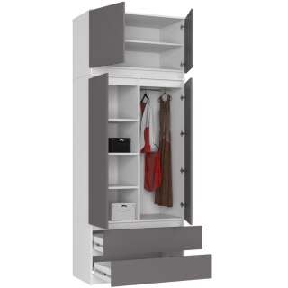 SZAFA Z NADSTAWKĄ S90 2D 2SZ CLP PK BIAŁY / SZARY