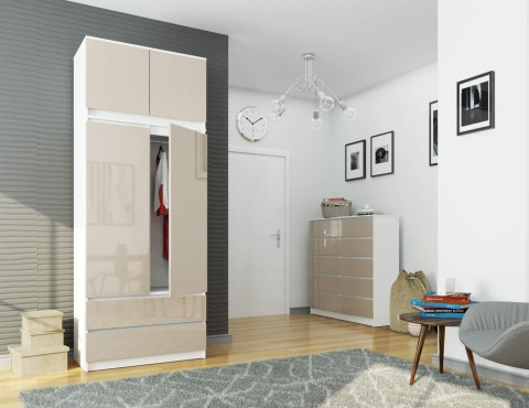 SZAFA Z NADSTAWKĄ S90 2D 2SZ CLP PK CAPUCINO POŁYSK