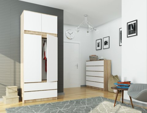 SZAFA Z NADSTAWKĄ S90 2D 2SZ CLP PK DĄB SONOMA / BIAŁA
