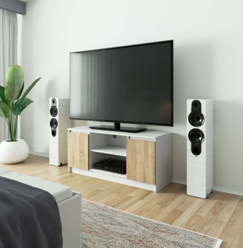 SZAFKA RTV 120 cm 2D 1P BIAŁA / SONOMA