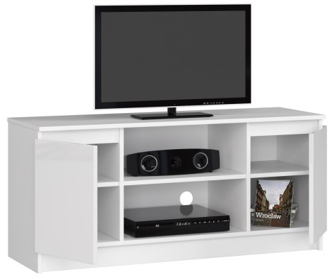 SZAFKA RTV 120 cm 2D 1P BIAŁY AKRYL WYSOKI POŁYSK