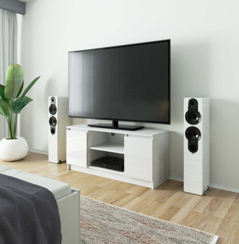 SZAFKA RTV 120 cm 2D 1P BIAŁY AKRYL WYSOKI POŁYSK