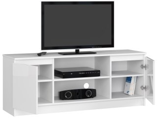 SZAFKA RTV 140 cm 2D 1P BIAŁY AKRYL WYSOKI POŁYSK