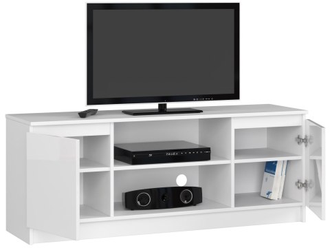 SZAFKA RTV 140 cm 2D 1P BIAŁY AKRYL WYSOKI POŁYSK