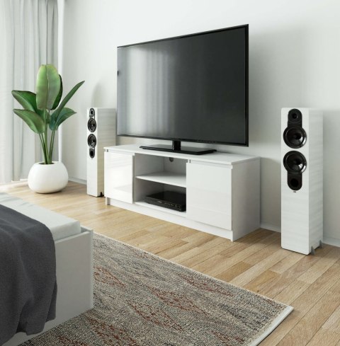 SZAFKA RTV 140 cm 2D 1P BIAŁY AKRYL WYSOKI POŁYSK
