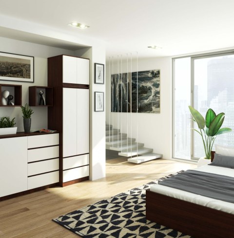 Szafa z nadstawką do sypialni 60 cm STAR - wenge-biała