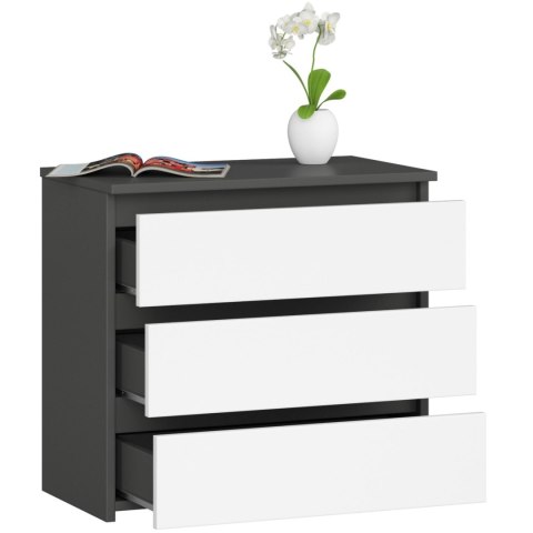 KOMODA CL3 3SZ CLP PK GRAFIT SZARY / BIAŁA