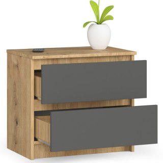 KOMODA K60 2SZ CLP DĄB ARTISAN / SZARY