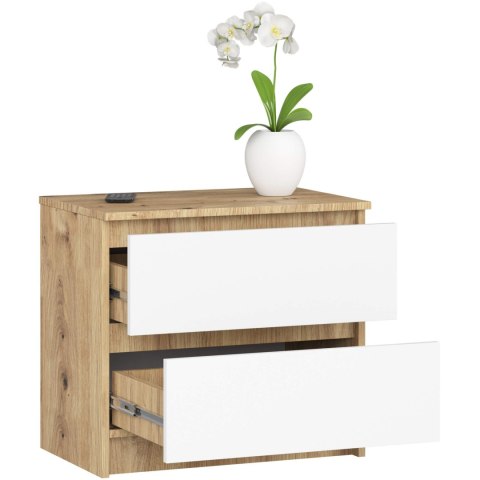 KOMODA K60 2SZ CLP PK DĄB ARTISAN / BIAŁY