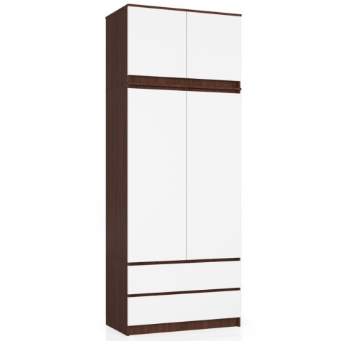 Nadstawka na szafę S 90 cm - wenge-biała - 2 drzwi