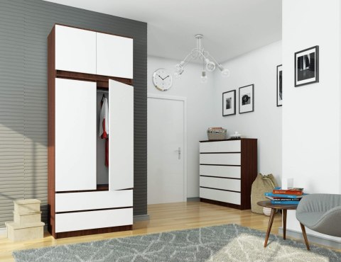 Nadstawka na szafę S 90 cm - wenge-biała - 2 drzwi