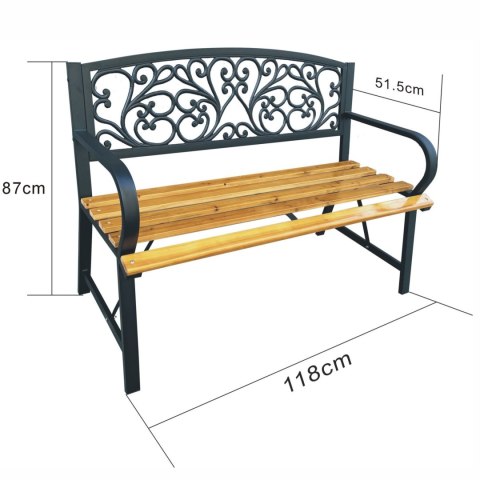 ŁAWKA OGRODOWA NERINA CZARNA / NATURALNE DREWNO