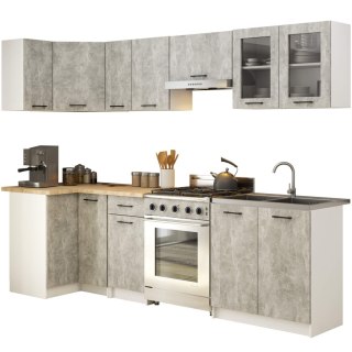 MEBLE KUCHENNE ZESTAW NAROŻNY Z WITRYNĄ OLIWIA 3M BETON