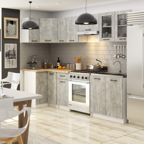 MEBLE KUCHENNE ZESTAW NAROŻNY Z WITRYNĄ OLIWIA 3M BETON