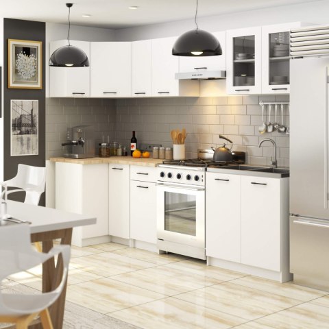 MEBLE KUCHENNE ZESTAW NAROŻNY Z WITRYNĄ OLIWIA 3M BIAŁY