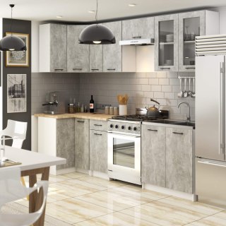 MEBLE KUCHENNE ZESTAW NAROŻNY Z WITRYNĄ OLIWIA 3M H720 BETON
