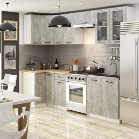 MEBLE KUCHENNE ZESTAW NAROŻNY Z WITRYNĄ OLIWIA 3M H720 BETON