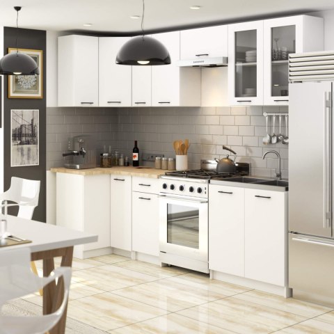 MEBLE KUCHENNE ZESTAW NAROŻNY Z WITRYNĄ OLIWIA 3M H720 BIAŁY