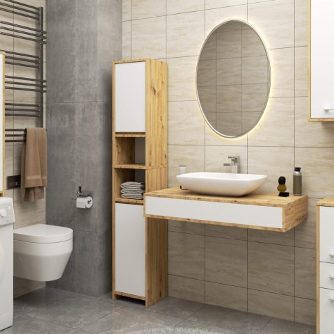 REGAŁ ŁAZIENKA FIN SŁUPEK 30 2D 1SZ 1W 140cm PK ARTISAN / BIAŁY