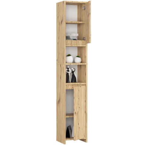 Regał łazienkowy Uni - Dąb Artisan - 2 drzwi 2 wnęki