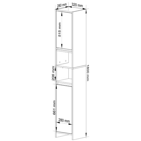 Regał łazienkowy Uni - Dąb Artisan - 2 drzwi 2 wnęki
