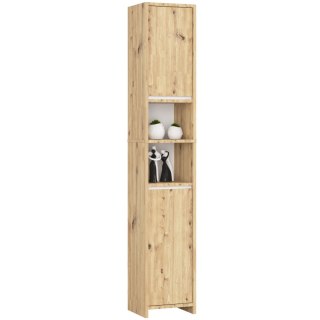 Regał łazienkowy Uni - Dąb Artisan Biały - 2 drzwi 2 wnęki