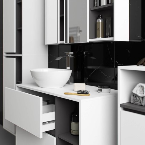 SZAFKA ŁAZIENKOWA WISZĄCA VAMI W35 1D 1W BIAŁA / GRAFIT SZARY