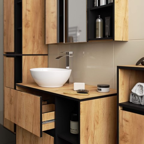 SZAFKA ŁAZIENKOWA WISZĄCA VAMI W35 1D 1W DĄB CRAFT / CZARNY