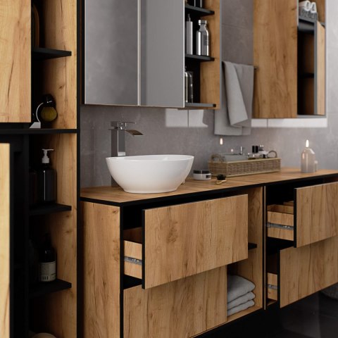 SZAFKA ŁAZIENKOWA WISZĄCA VAMI W35 1D 1W DĄB CRAFT / CZARNY