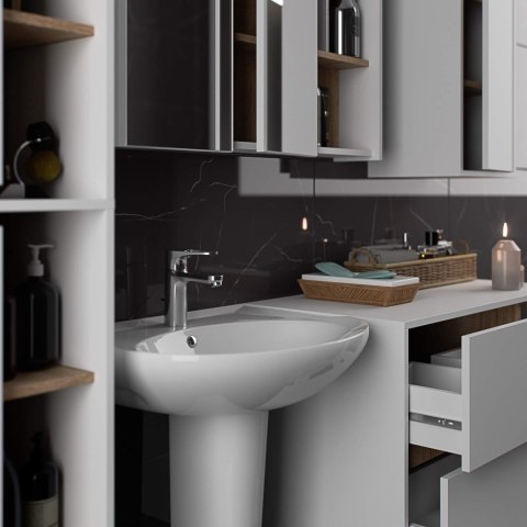 SZAFKA ŁAZIENKOWA WISZĄCA VAMI W50 2D 6P BIAŁA / DĄB SONOMA