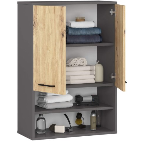 SZAFKA WISZĄCA FIN H934 W64 2D 1P GRAFIT SZARY/DĄB ARTISAN