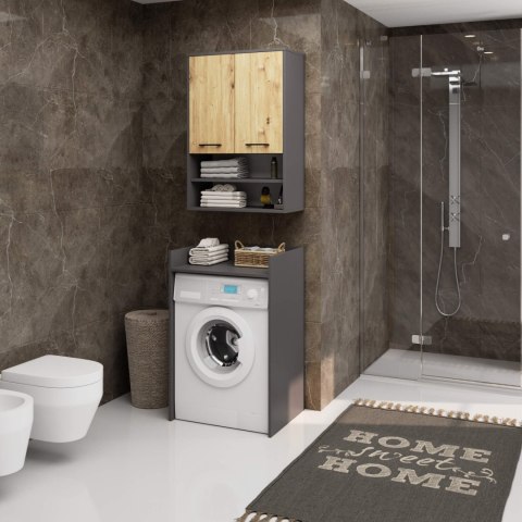 SZAFKA WISZĄCA FIN H934 W64 2D 1P GRAFIT SZARY/DĄB ARTISAN