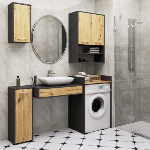 SZAFKA WISZĄCA FIN H934 W64 2D 1P GRAFIT SZARY/DĄB ARTISAN