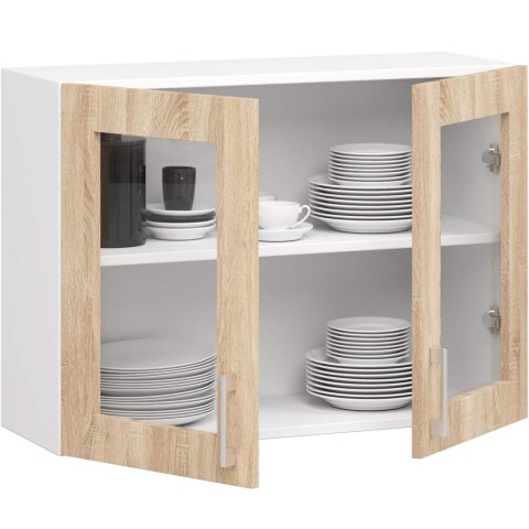 Szafka LIMA Witryna W80 H580 BIAŁY/DĄB SONOMA