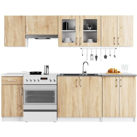 Szafka LIMA Witryna W80 H580 BIAŁY/DĄB SONOMA