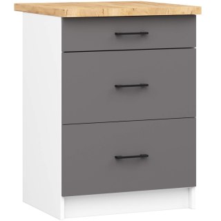 Szafka OLIWIA S60 3SZ + BLAT BIAŁA / GRAFIT SZARY