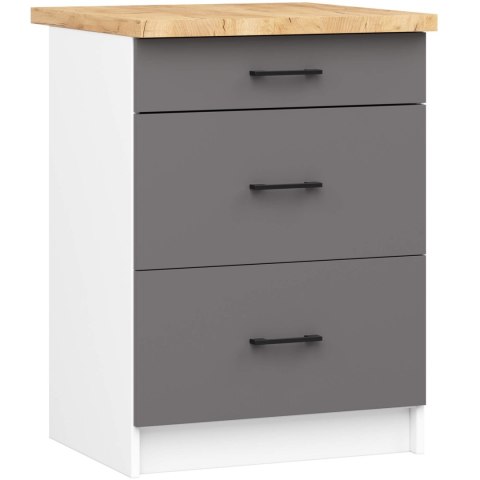 Szafka OLIWIA S60 3SZ + BLAT BIAŁA / GRAFIT SZARY