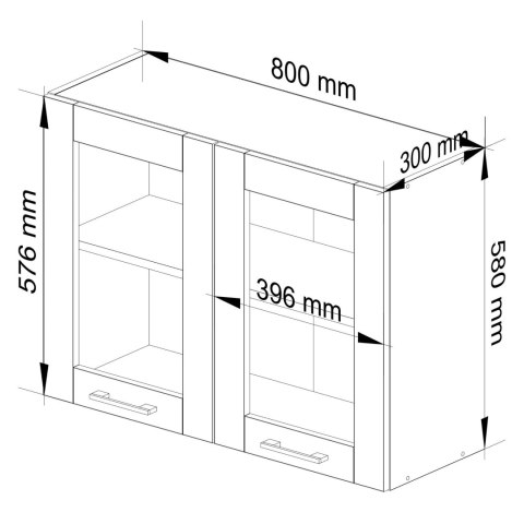 Szafka OLIWIA Witryna W80 H580 BIAŁA / BETON