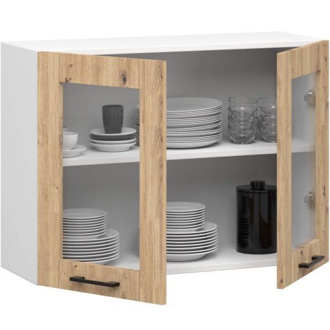 Szafka OLIWIA Witryna W80 H580 BIAŁA / DĄB ARTISAN
