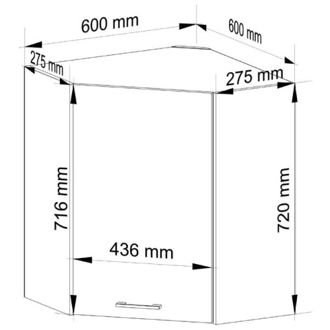 WISZĄCA SZAFKA KUCHENNA NAROŻNA OLIWIA W 60/60cm H720 BIAŁA / BETON