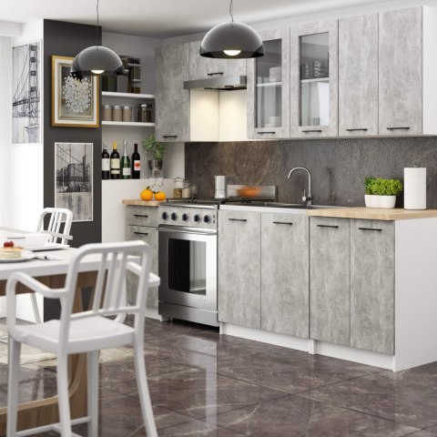 Zestaw szafek kuchennych z witryną OLIWIA 2.4m H720 Beton