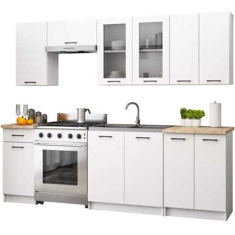 Zestaw szafek kuchennych z witryną OLIWIA 2.4m H720