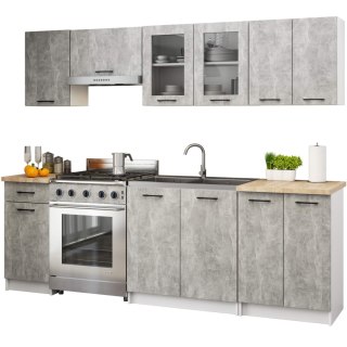 Zestaw szafek kuchennych z witryną OLIWIA 2.4m beton