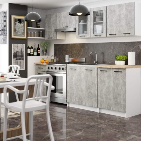 Zestaw szafek kuchennych z witryną OLIWIA 2.4m beton