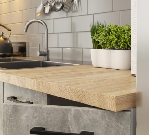 Zestaw szafek kuchennych z witryną OLIWIA 2.4m beton